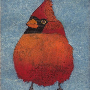 Painted Bunting Art, Original Bird Art, Collagraph, Bird Print Painted Bunting 9 image 4
