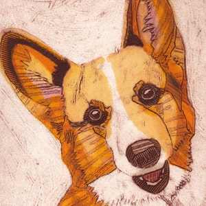 Welsh Corgi Art Print, Original Collograph, Dog Print - Lana Lee 4