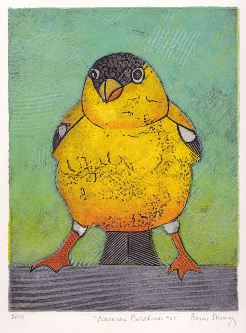 SEAGULL Art Print, seagull print, Original Collograph, Feeling Gullible 1 image 4