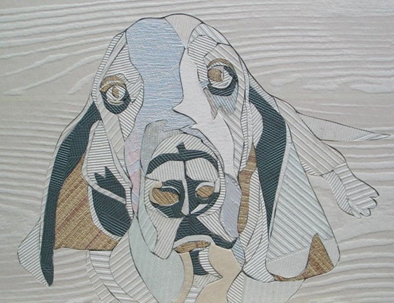 Basset Hound Art, Original Black and White Collograph, Print Chester 5 image 4