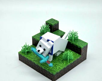 Personalised Minecraft Dog Desk Figurine | Immortalise Your Pet | Birthday Gift