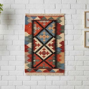 Handwoven Persian Rug 40x60 cm – Small Wool Accent Rug, Tribal Mini Carpet