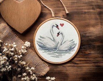 Swans Love Story Cross Stitch Pattern: Romantic Couple (PDF, XSD)
