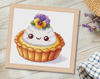 Kawaii Custard Tart Cross Stitch Pattern (PDF/XSD)