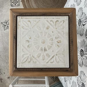 Sellette en bois exotique et marbre - Décoration