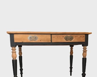 Basile vintage solid wood desk with 2 drawers, farmhouse style
