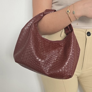 Sac à main Tressé Tendance Bordeaux - Petit Sac Chic et Pratique