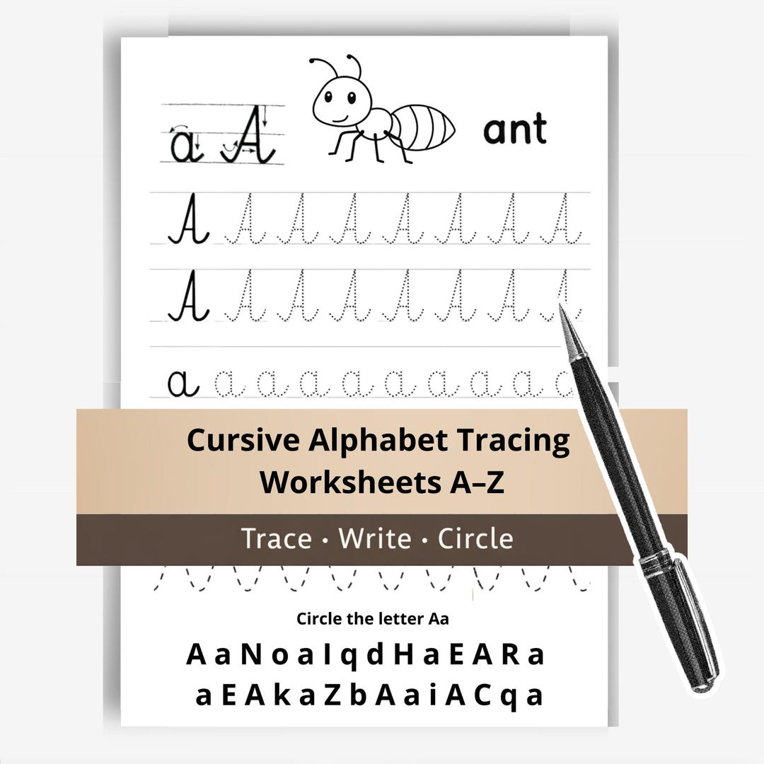 Cursive Alphabet Tracing Worksheets A-Z | Letter Tracing Practice ...