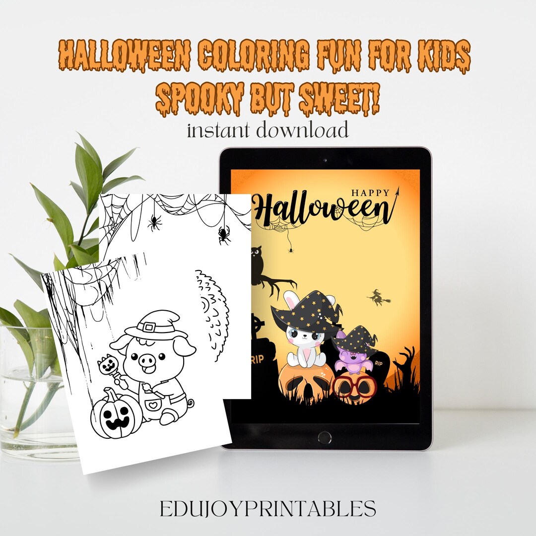 Buy Spooky Cute Halloween Animal Coloring Pages | Fun Printable ...