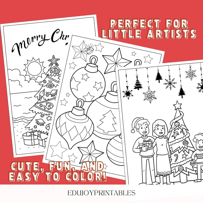 Magical Christmas Coloring Cards for Kids - Printable Holiday Fun, 6 ...