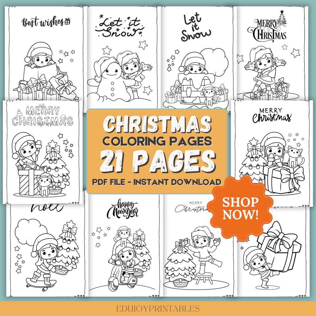 Cute Christmas Coloring Pages for Kids: Festive Characters, Holiday Fun ...