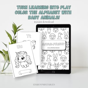 ABC Coloring Book Pages, Alphabet Coloring PDF, Preschool Coloring Pages, Kids Activity Print, Instant Download