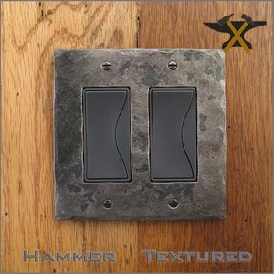 Iron Hammer Textured Double Rocker/Decora Wall Plate