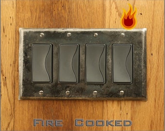 Switch Plate - Fire Cooked Wrought Iron Quadruple Rocker/Decora/GFI Wall Plate