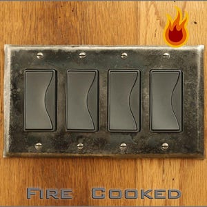 Switch Plate - Fire Cooked Wrought Iron Quadruple Rocker/Decora/GFI Wall Plate