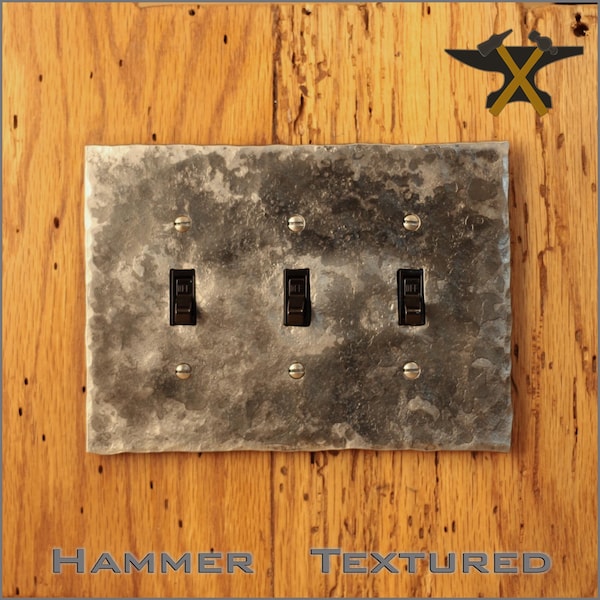 Placa de interruptor - Placa de pared triple para interruptor/palanca con textura martillada