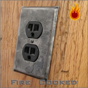 Switch Plate - Fire Cooked Wrought Iron Single Plug Switchplate