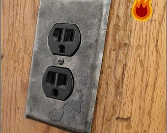 Switch Plate - Fire Cooked Wrought Iron Single Plug Switchplate