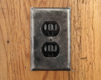 Switch Plate - Fire Cooked Wrought Iron Single Plug Switchplate