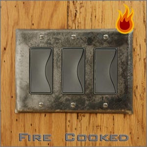 Fire Cooked Wrought Iron Triple Rocker Wall Plate