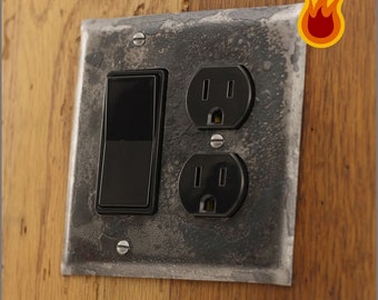 Fire Cooked Double Combination Rocker/Decora and Plug Receptacle Wall Plate