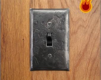 Switch Plate - Fire Cooked Single Switch Cover Plate - Blacksmith Forged