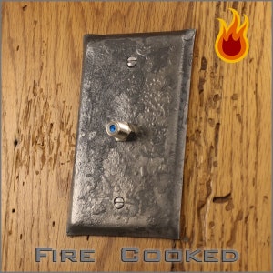 Switch Plate - Fire Cooked Single Gang Cable/Coax Cover Plate - Wrought Iron