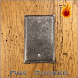 Switch Plate - Fire Cooked Single Gang Blank/Delete Cover Plate - Blacksmith Forged