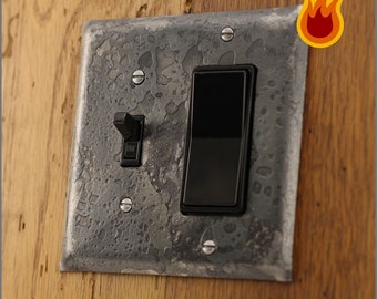 Metal Switch Plate - Fire Cooked Double Gang Combo Switch/Toggle and Rocker/Decora/GFI Wall Plate