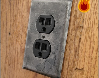 Switch Plate - Fire Cooked Wrought Iron Single Plug Switchplate