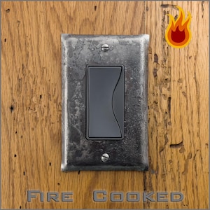 Placa de interruptor basculante de hierro forjado cocido al fuego - Hecha a mano, 1 interruptor