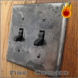 Fire Cooked Wrought Iron Double Switch Plate – Handmade