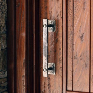 Handmade Wrought Iron Barn Door Handle - 8&quot; Lithops Tenon