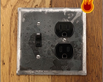 Metal Switch Plate - Fire Cooked Double Rocker/Decora Wall Plate