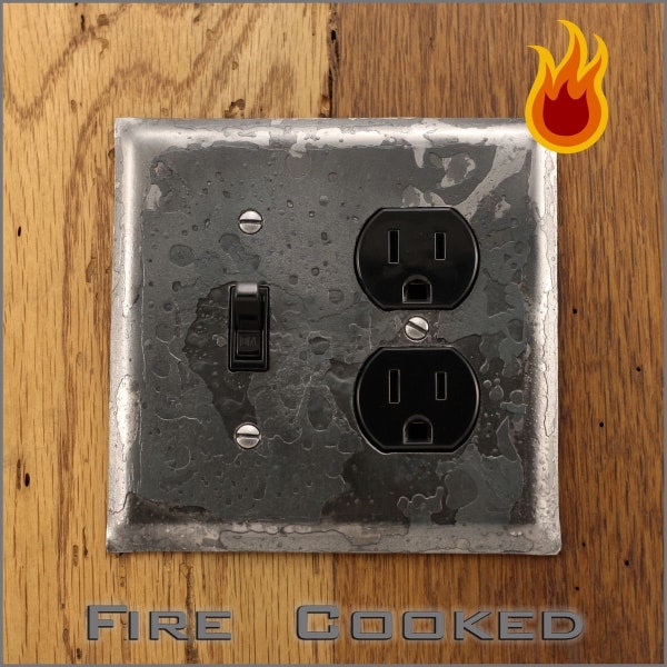 Metal Switch Plate - Fire Cooked Double Rocker/Decora Wall Plate