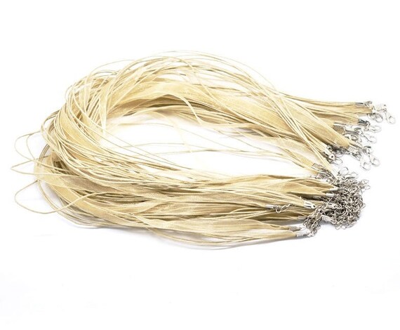 10X Cotton Wax Cord and Organza Ribbon Necklaces Lobster Clasps Jewelry Making