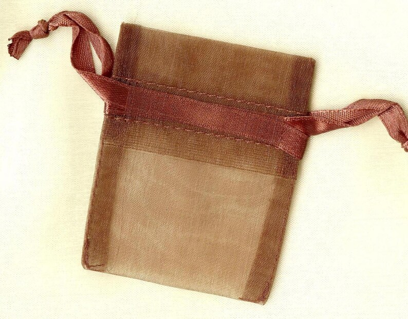 20x organza gift bags CHOCOLATE BROWN 5x6.3cm high quality wedding birthday Christmas packaging