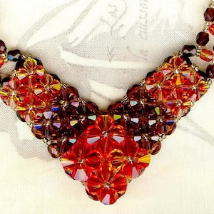 Collier CHARDON cristal Swarovski et perles facettes de Bohême Smoked Topaz Fireopal K013 image 1