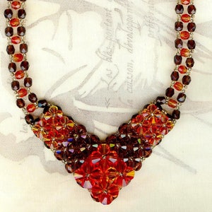 Collier CHARDON cristal Swarovski et perles facettes de Bohême Smoked Topaz Fireopal K013 image 2