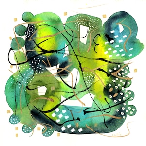 carte double d'ART ENCRES acryliques abstrait tableau création impression professionnelle avec enveloppe LUMIO Design