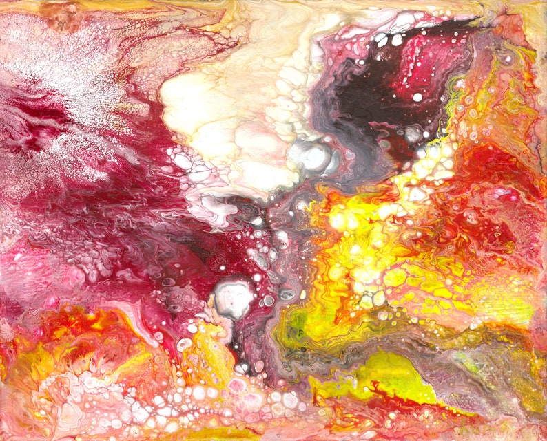 Acrylbild 24x30cm abstrakt LUMIO PAINTINGS Wilde BLUMEN multicolor pastell Acrylgießen Malerei Farbe Leinwand Holz Gummimambo 05F2430 image 1