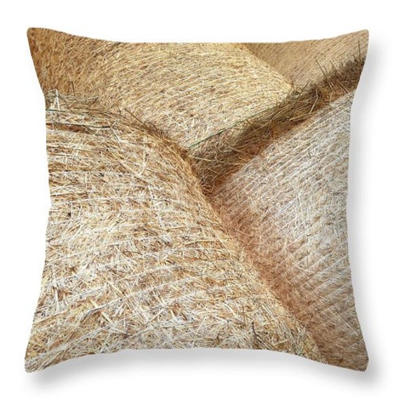 Housse Coussin Ferme Aveyronnaise Foin Automne Impression Beige Lin Photo Décoration Maison Campagna