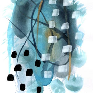 Carte double BLUE INK 10x15cm original d'un tableau peint main encres acryliques A6 10x15cm enveloppe LUMIO peinture art bleu doré cadeau
