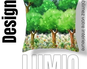Cushion Cover Magic FOREST DIGITAL ART print 2-sides linen file home decoration living dining contemporary modern Lumio Paintings trees