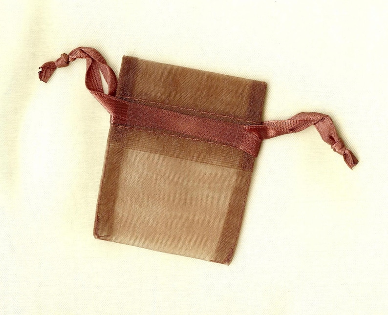 20x organza gift bags CHOCOLATE BROWN 5x6.3cm high quality wedding birthday Christmas packaging