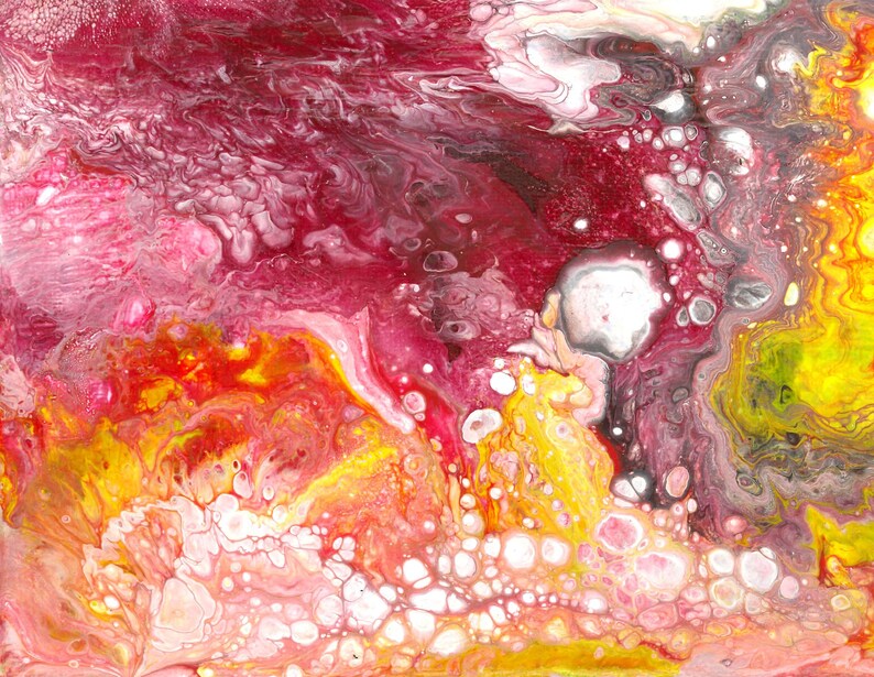 Acrylbild 24x30cm abstrakt LUMIO PAINTINGS Wilde BLUMEN multicolor pastell Acrylgießen Malerei Farbe Leinwand Holz Gummimambo 05F2430 image 4