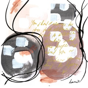 carte double d'ART DOUCEURS peinture à la craie acryliques et encre abstraite original d'un tableau peint main 13x13cm avec enveloppe LUMIO