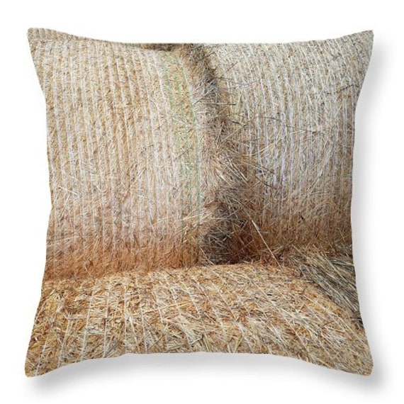 Housse Coussin Ferme Aveyronnaise Foin Automne Impression Beige Lin Photo Décoration Maison Campagna