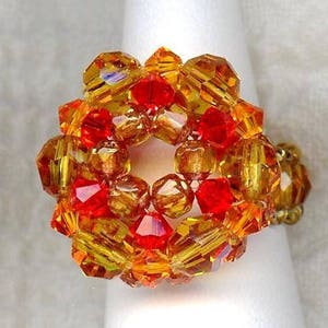 Bague OURSIN TOPAZ SUN perles cristal facettes bohême bronze vintage cadeau unique noël anniversaire mariage fête R369 image 1