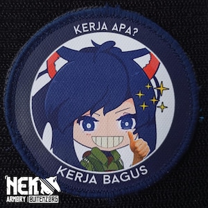 Parche de moral de Neko Armory, estilo anime táctico, diseño original.